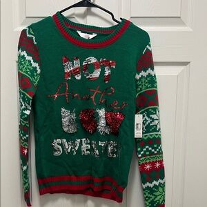 No Boundaries Green and Red Holiday Sweater